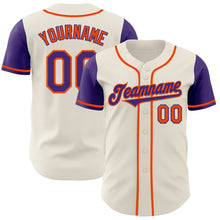 Load image into Gallery viewer, Custom Cream Purple-Orange Authentic Two Tone Baseball Jersey