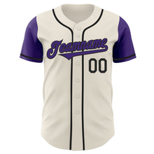 Load image into Gallery viewer, Custom Cream Purple-Black Authentic Two Tone Baseball Jersey
