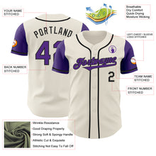 Load image into Gallery viewer, Custom Cream Purple-Black Authentic Two Tone Baseball Jersey