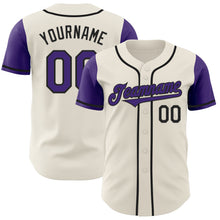 Load image into Gallery viewer, Custom Cream Purple-Black Authentic Two Tone Baseball Jersey