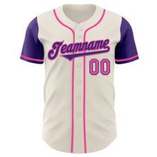 Load image into Gallery viewer, Custom Cream Purple-Pink Authentic Two Tone Baseball Jersey