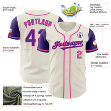 Load image into Gallery viewer, Custom Cream Purple-Pink Authentic Two Tone Baseball Jersey