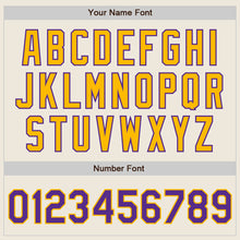 Load image into Gallery viewer, Custom Cream Purple-Gold Authentic Two Tone Baseball Jersey