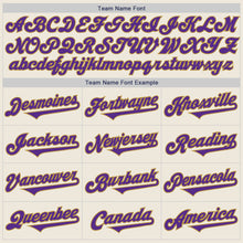 Load image into Gallery viewer, Custom Cream Purple-Old Gold Authentic Two Tone Baseball Jersey