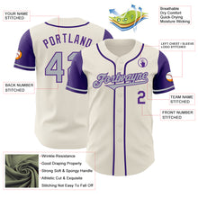 Load image into Gallery viewer, Custom Cream Gray-Purple Authentic Two Tone Baseball Jersey
