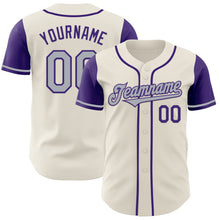 Load image into Gallery viewer, Custom Cream Gray-Purple Authentic Two Tone Baseball Jersey