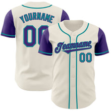 Load image into Gallery viewer, Custom Cream Purple-Teal Authentic Two Tone Baseball Jersey