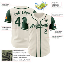 Load image into Gallery viewer, Custom Cream Green Authentic Two Tone Baseball Jersey