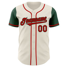 Load image into Gallery viewer, Custom Cream Red-Green Authentic Two Tone Baseball Jersey