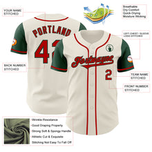 Load image into Gallery viewer, Custom Cream Red-Green Authentic Two Tone Baseball Jersey