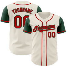 Load image into Gallery viewer, Custom Cream Red-Green Authentic Two Tone Baseball Jersey