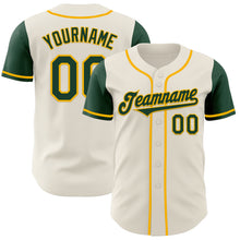 Load image into Gallery viewer, Custom Cream Green-Gold Authentic Two Tone Baseball Jersey