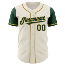 Load image into Gallery viewer, Custom Cream Green-Old Gold Authentic Two Tone Baseball Jersey