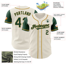 Load image into Gallery viewer, Custom Cream Green-Old Gold Authentic Two Tone Baseball Jersey