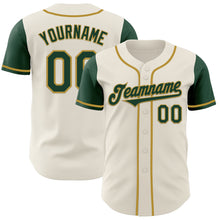 Load image into Gallery viewer, Custom Cream Green-Old Gold Authentic Two Tone Baseball Jersey