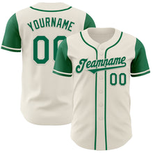Load image into Gallery viewer, Custom Cream Kelly Green Authentic Two Tone Baseball Jersey