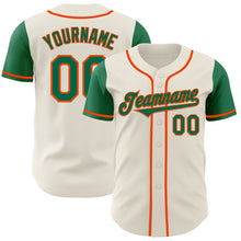 Load image into Gallery viewer, Custom Cream Kelly Green-Orange Authentic Two Tone Baseball Jersey