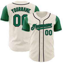 Load image into Gallery viewer, Custom Cream Kelly Green-Black Authentic Two Tone Baseball Jersey