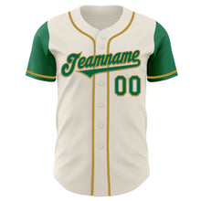 Load image into Gallery viewer, Custom Cream Kelly Green-Old Gold Authentic Two Tone Baseball Jersey