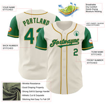 Load image into Gallery viewer, Custom Cream Kelly Green-Old Gold Authentic Two Tone Baseball Jersey