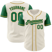 Load image into Gallery viewer, Custom Cream Kelly Green-Old Gold Authentic Two Tone Baseball Jersey