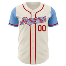 Load image into Gallery viewer, Custom Cream Light Blue-Red Authentic Two Tone Baseball Jersey