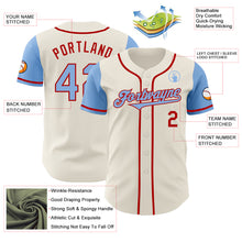 Load image into Gallery viewer, Custom Cream Light Blue-Red Authentic Two Tone Baseball Jersey
