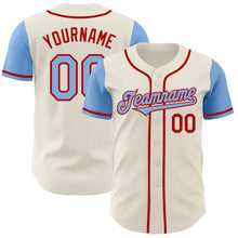 Load image into Gallery viewer, Custom Cream Light Blue-Red Authentic Two Tone Baseball Jersey