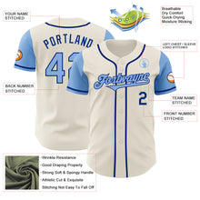 Load image into Gallery viewer, Custom Cream Light Blue-Royal Authentic Two Tone Baseball Jersey