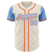 Load image into Gallery viewer, Custom Cream Light Blue White-Orange Authentic Two Tone Baseball Jersey