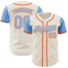 Load image into Gallery viewer, Custom Cream Light Blue White-Orange Authentic Two Tone Baseball Jersey
