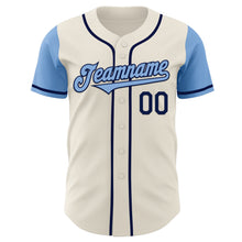 Load image into Gallery viewer, Custom Cream Light Blue-Navy Authentic Two Tone Baseball Jersey