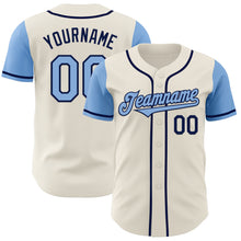 Load image into Gallery viewer, Custom Cream Light Blue-Navy Authentic Two Tone Baseball Jersey