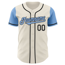 Load image into Gallery viewer, Custom Cream Light Blue-Black Authentic Two Tone Baseball Jersey