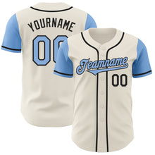 Load image into Gallery viewer, Custom Cream Light Blue-Black Authentic Two Tone Baseball Jersey
