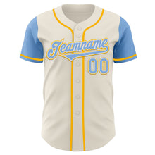 Load image into Gallery viewer, Custom Cream Light Blue White-Gold Authentic Two Tone Baseball Jersey