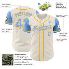 Load image into Gallery viewer, Custom Cream Light Blue White-Gold Authentic Two Tone Baseball Jersey