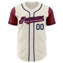 Load image into Gallery viewer, Custom Cream Crimson-Navy Authentic Two Tone Baseball Jersey