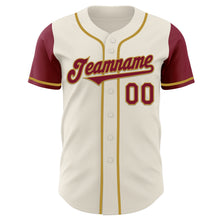 Load image into Gallery viewer, Custom Cream Crimson-Old Gold Authentic Two Tone Baseball Jersey