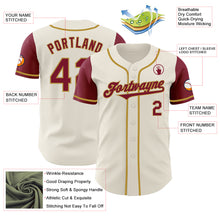 Load image into Gallery viewer, Custom Cream Crimson-Old Gold Authentic Two Tone Baseball Jersey