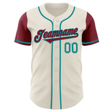 Load image into Gallery viewer, Custom Cream Crimson-Teal Authentic Two Tone Baseball Jersey