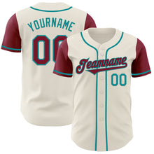 Load image into Gallery viewer, Custom Cream Crimson-Teal Authentic Two Tone Baseball Jersey