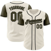Load image into Gallery viewer, Custom Cream Olive-Black Authentic Two Tone Baseball Jersey