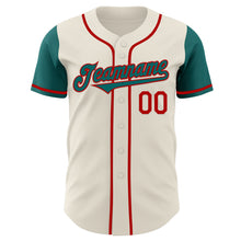 Load image into Gallery viewer, Custom Cream Teal-Red Authentic Two Tone Baseball Jersey