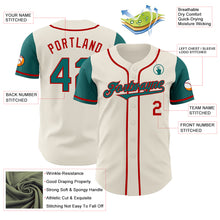 Load image into Gallery viewer, Custom Cream Teal-Red Authentic Two Tone Baseball Jersey
