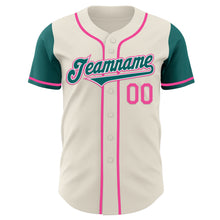 Load image into Gallery viewer, Custom Cream Teal White-Pink Authentic Two Tone Baseball Jersey