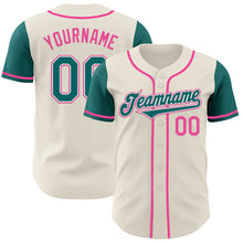 Load image into Gallery viewer, Custom Cream Teal White-Pink Authentic Two Tone Baseball Jersey