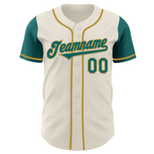 Load image into Gallery viewer, Custom Cream Teal-Old Gold Authentic Two Tone Baseball Jersey