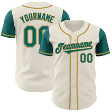 Load image into Gallery viewer, Custom Cream Teal-Old Gold Authentic Two Tone Baseball Jersey