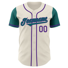 Load image into Gallery viewer, Custom Cream Teal-Purple Authentic Two Tone Baseball Jersey